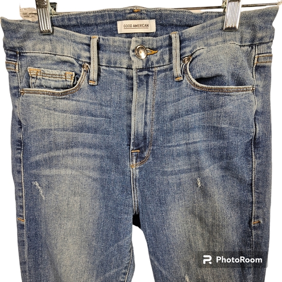 Good American Good Legs Raw Step Hem Skinny Jeans Size 8/29 - Picture 3 of 13